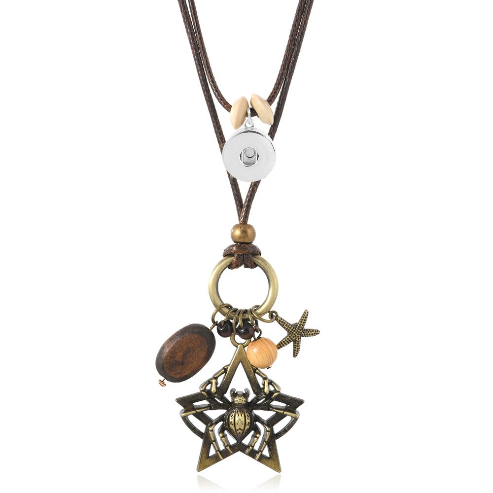 20MM PU Leather Double-layer Spider Snap Necklace