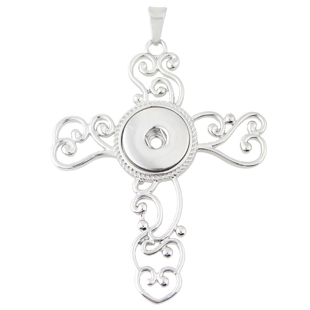 Sliver-plated snap button pendant without chain