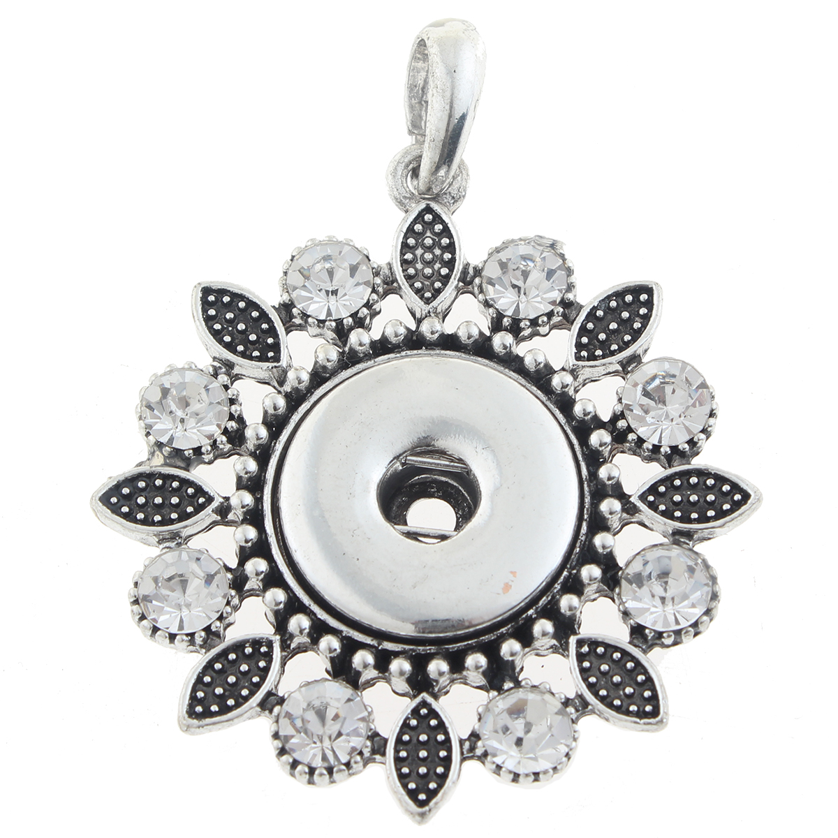 20mm snap Button plated sliver with rhinestone