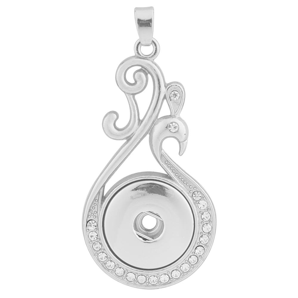 Silver-plated snap button pendant without chain