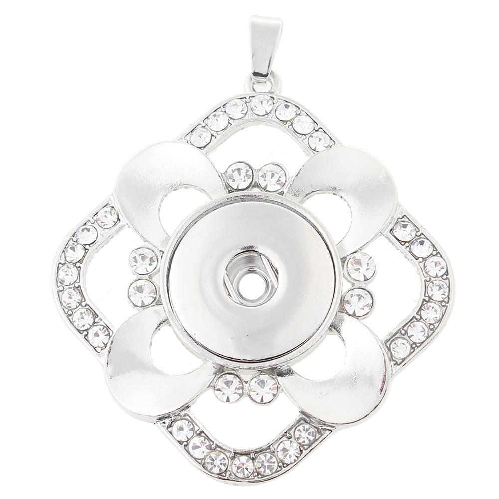 Silver-plated snap button pendant without chain