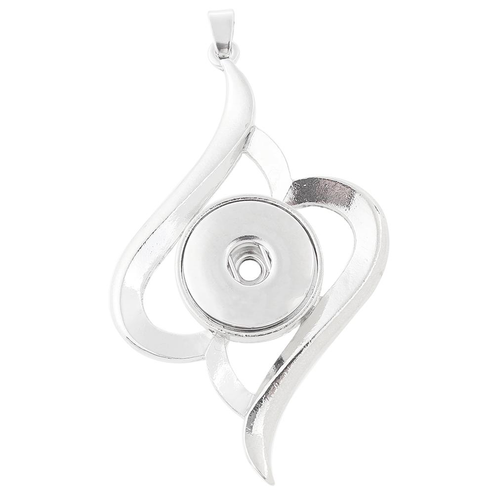 Silver-plated snap button pendant without chain