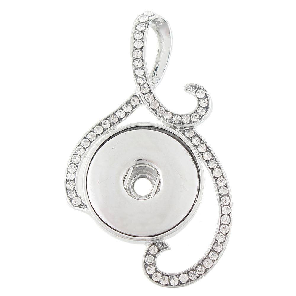 Silver-plated snap button pendant without chain