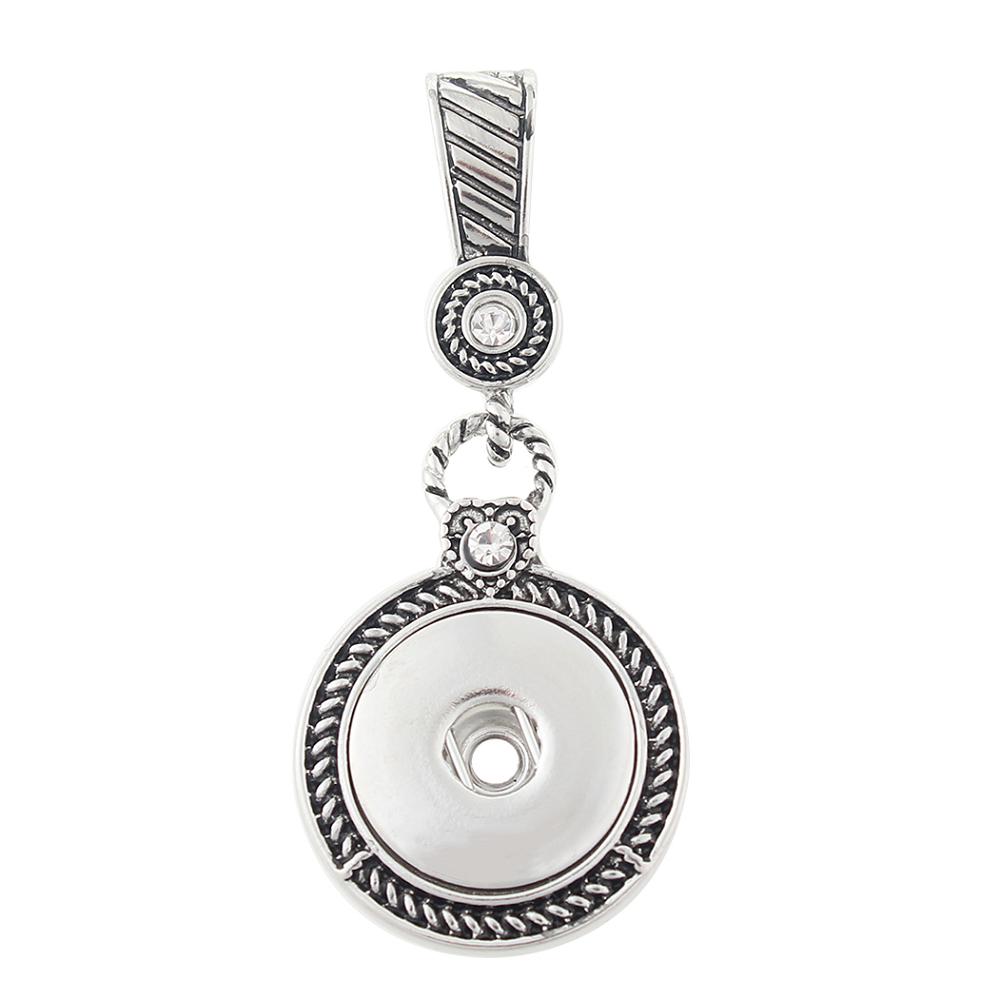 Silver-plated snap button pendant without chain