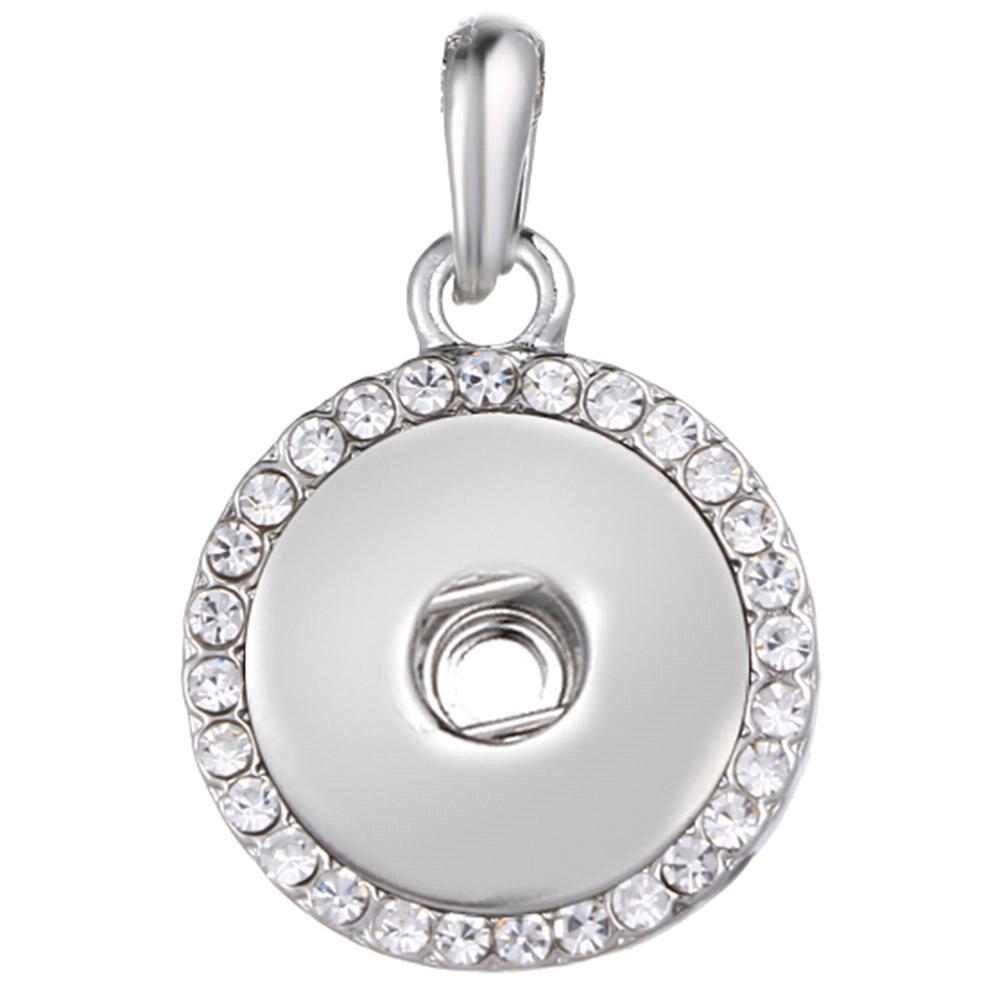 Round snap button pendant around crystal