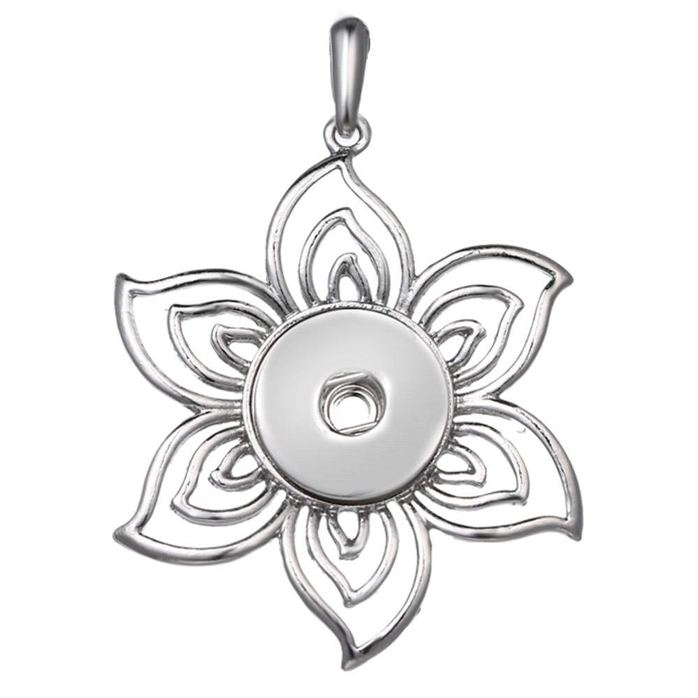 Flower snap button pendant without chain