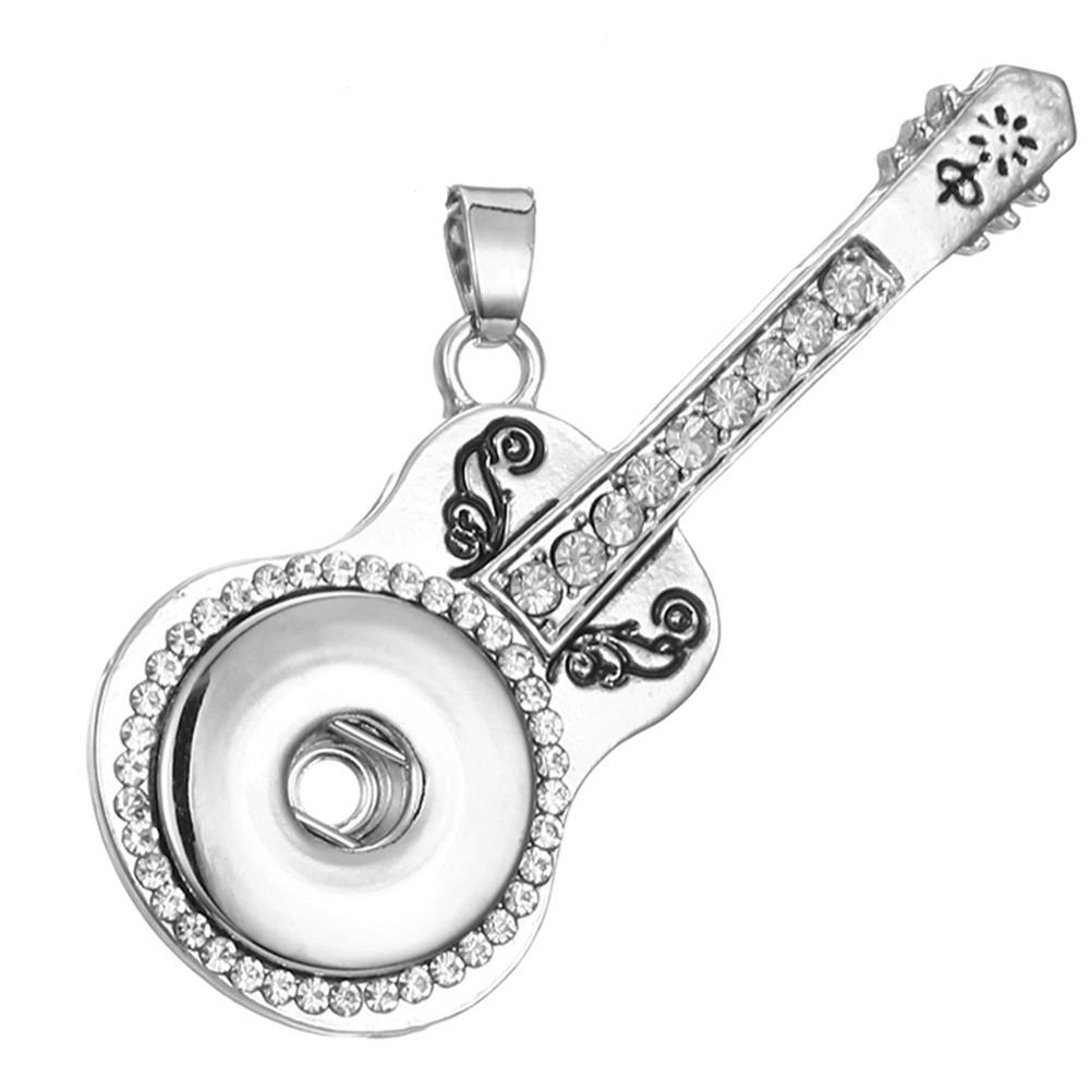 Music guitar snap button pendant without chain