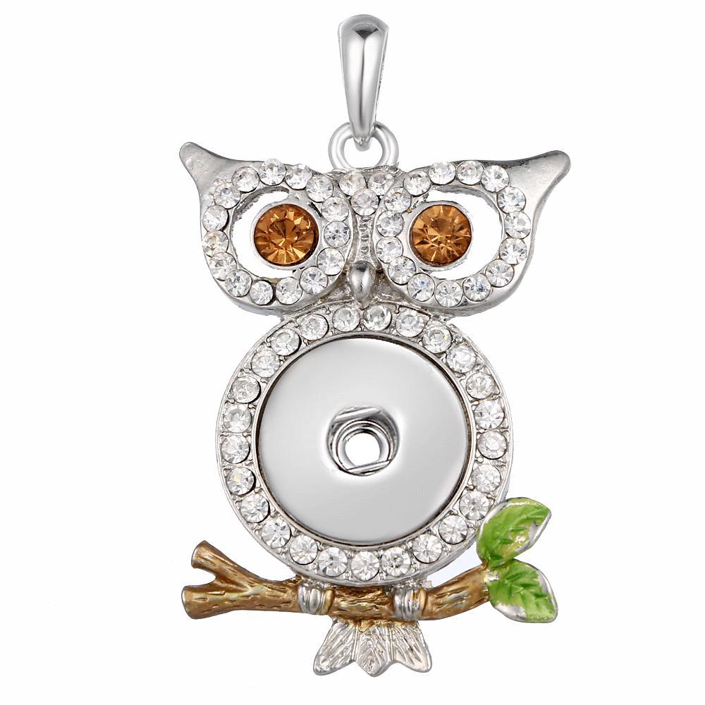 Animal Owl snap button pendant without chain