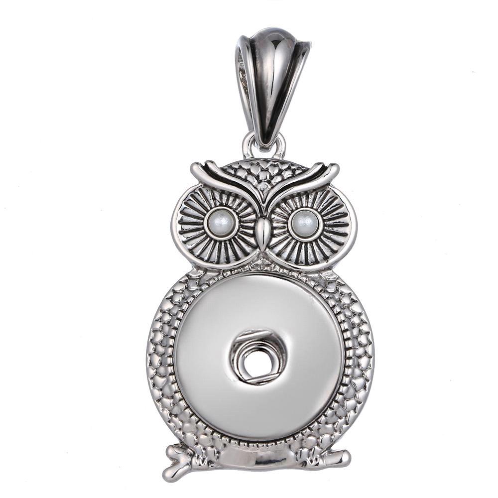 Animal Owl snap button pendant without chain