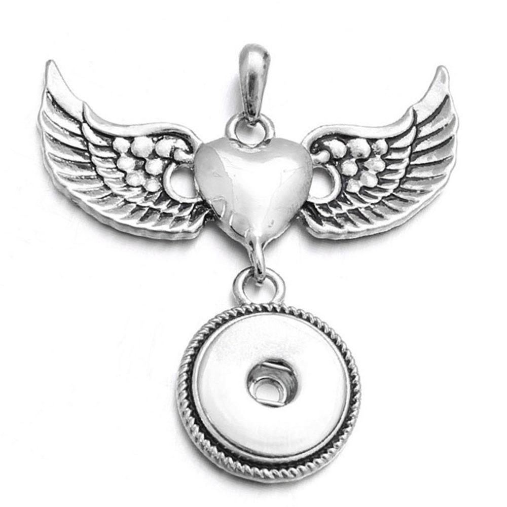Heart Love Wing snap button pendant without chain