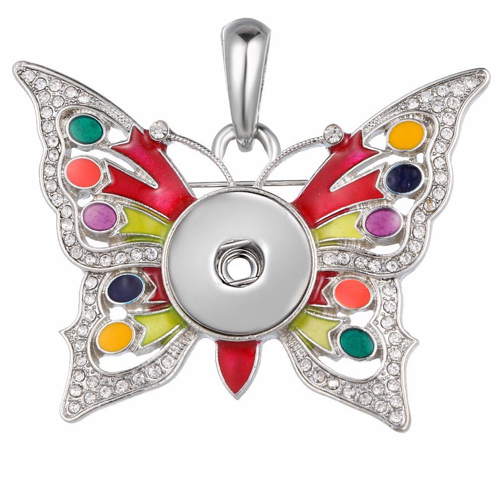 Animal Colorfull Butterfly snap button pendant without chain