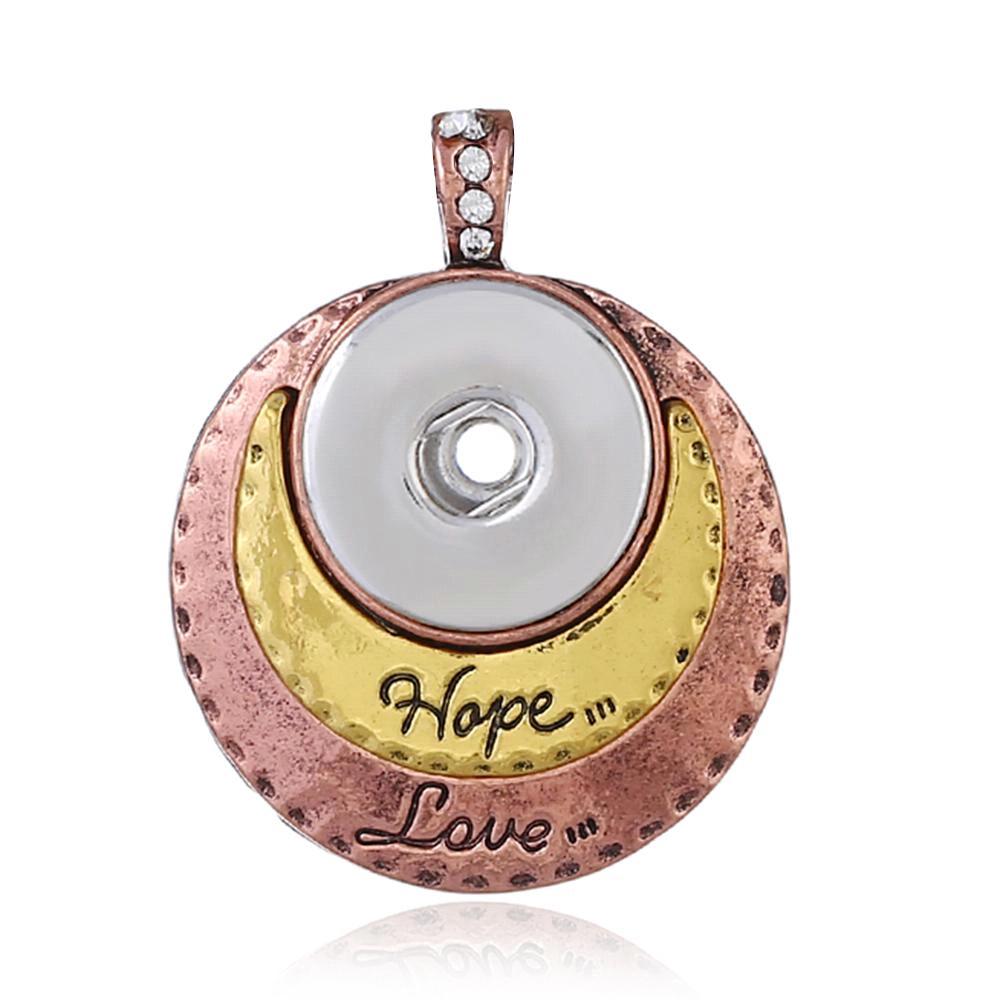 Hope Love 3 colors layer snap button pendant without chain