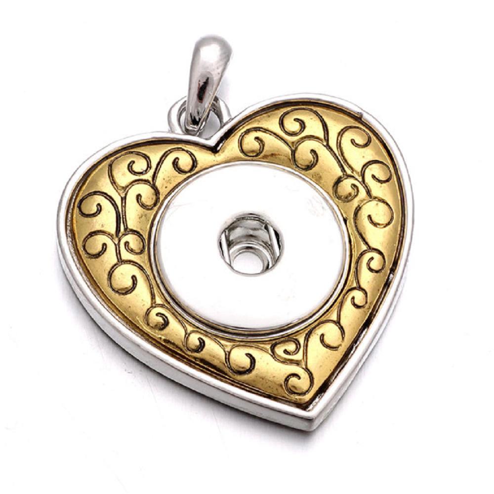 Gold-plated Heart Love snap button pendant without chain