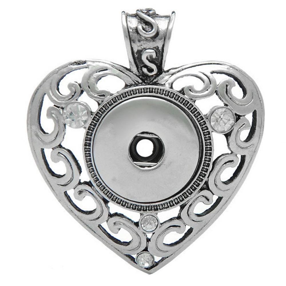 Heart Love snap button pendant without chain