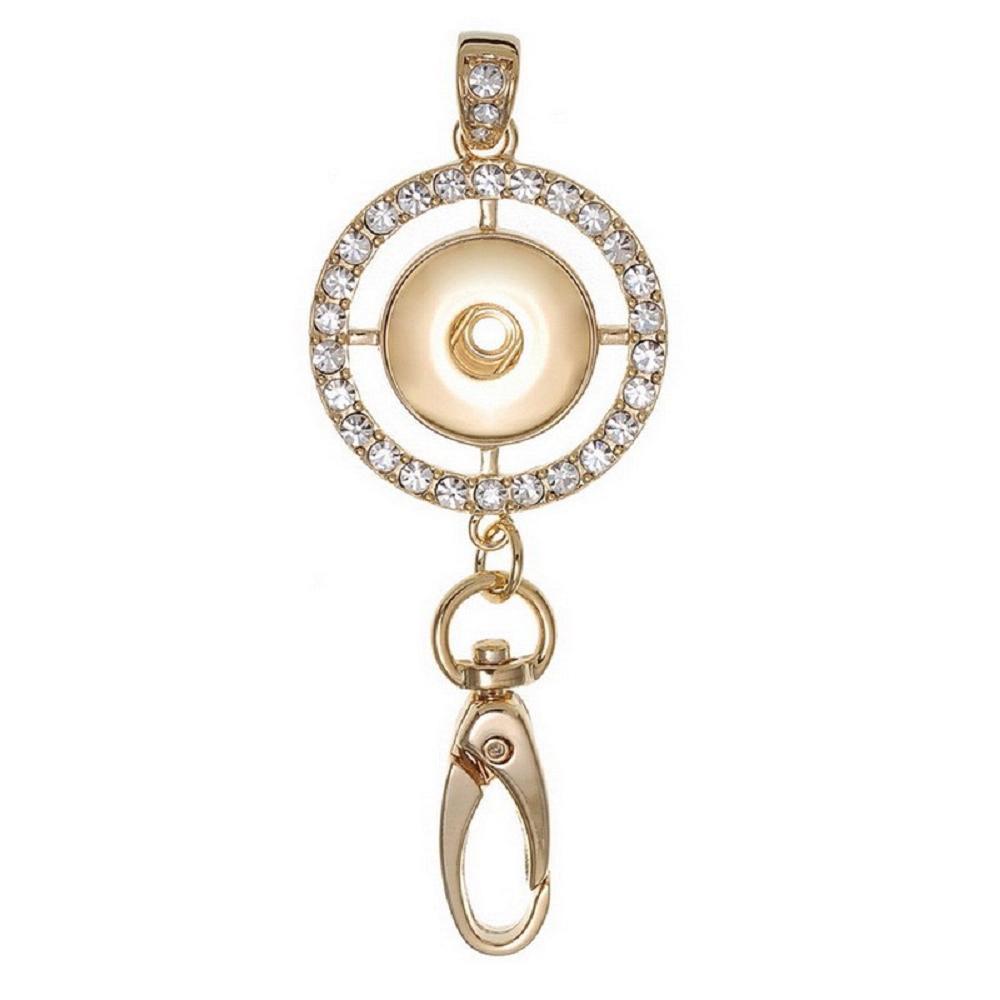 Gold-plated round snap button pendant hook without chain