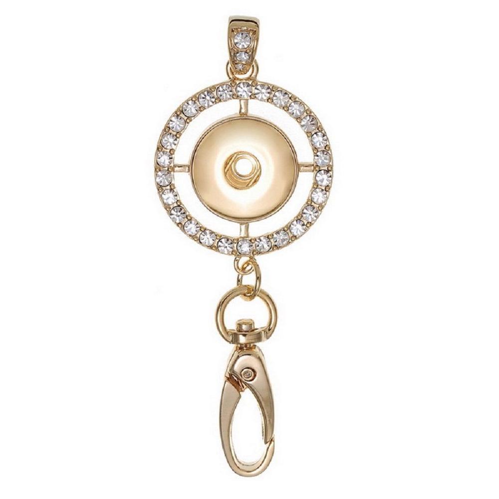 Gold-plated round snap button pendant hook without chain