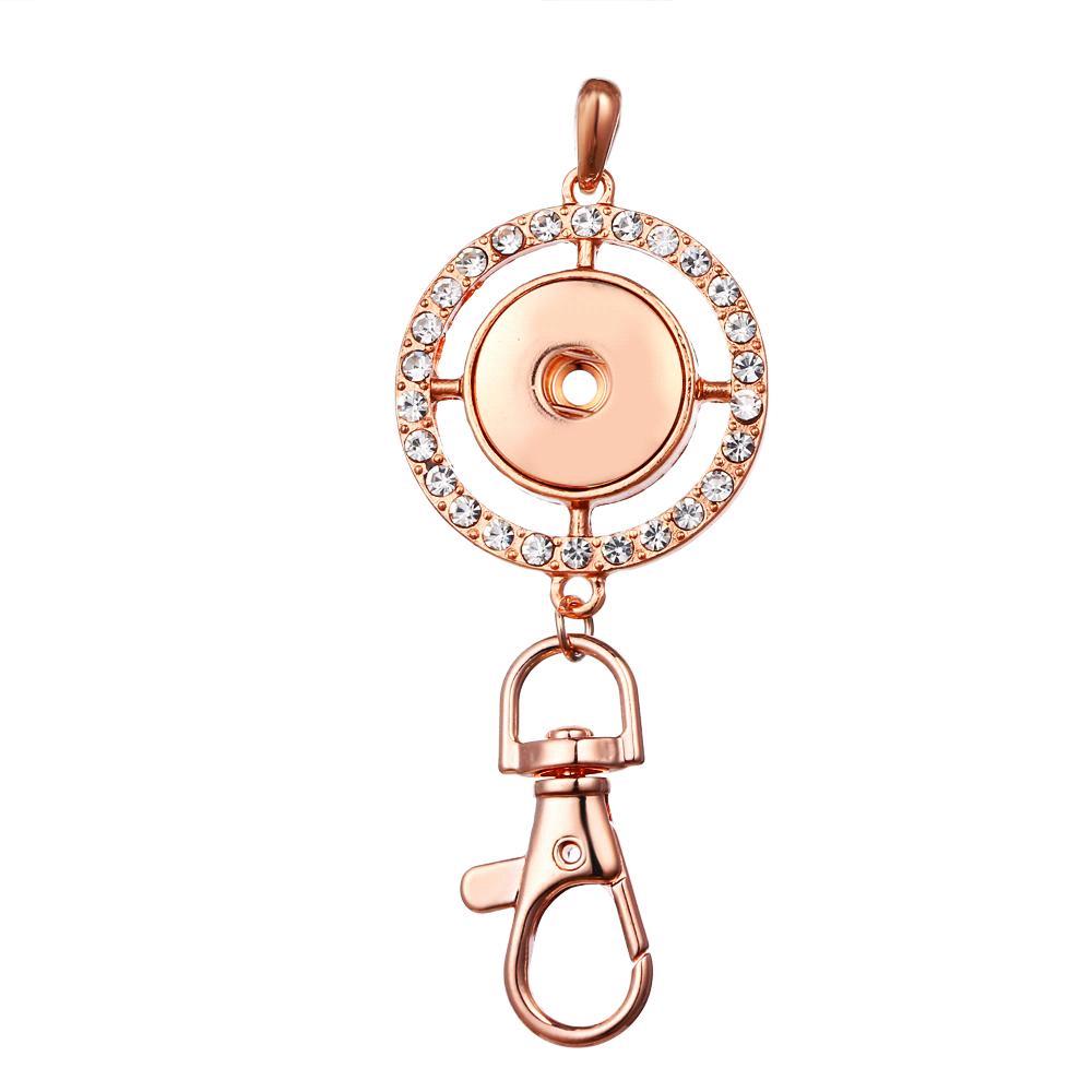 Rose Gold-plated round snap button pendant hook without chain