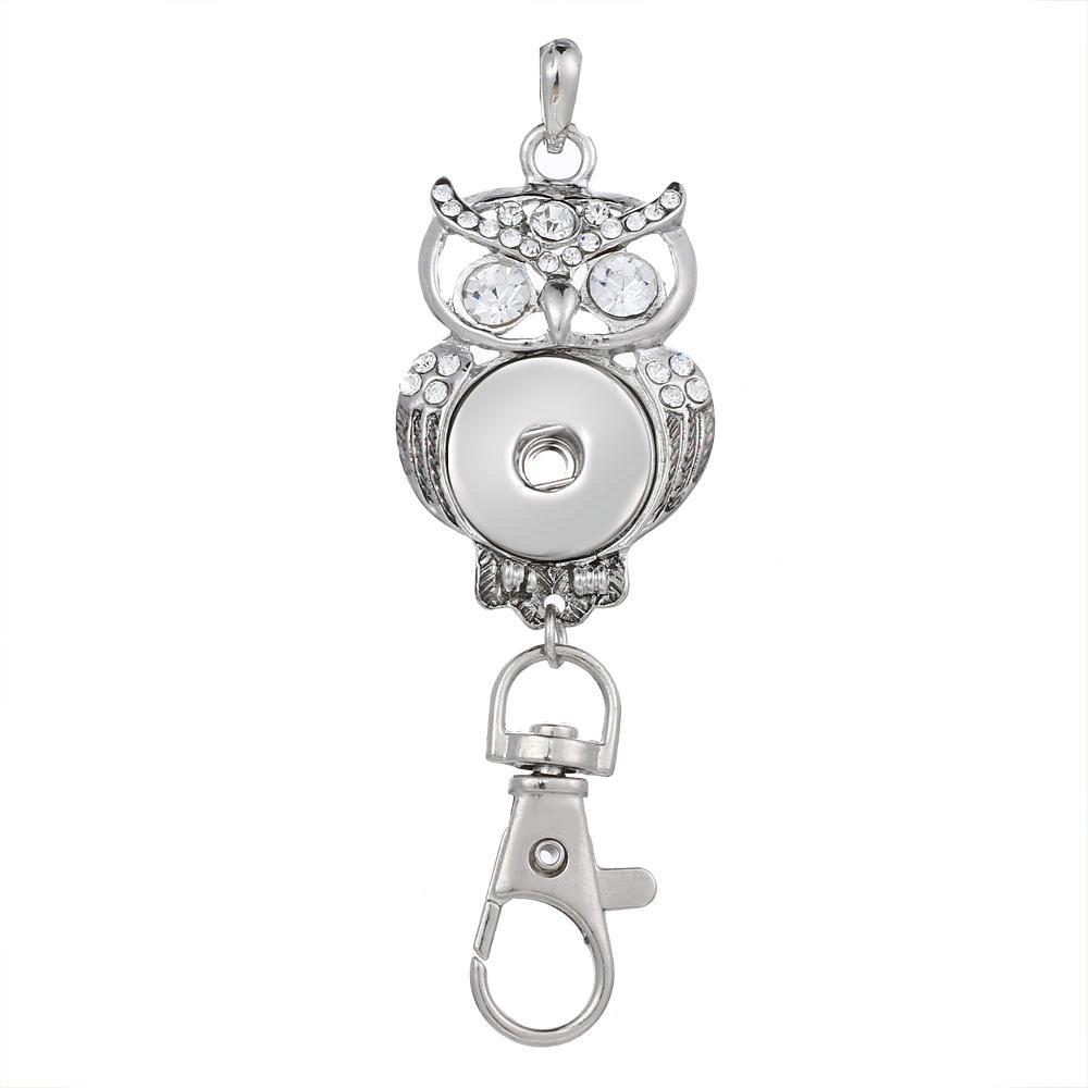 Animal Owl snap button pendant hook without chain