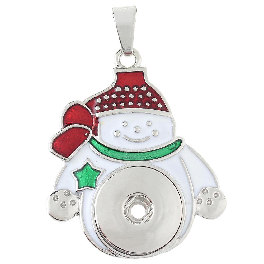 Christmas snowman snap button pendant without chain