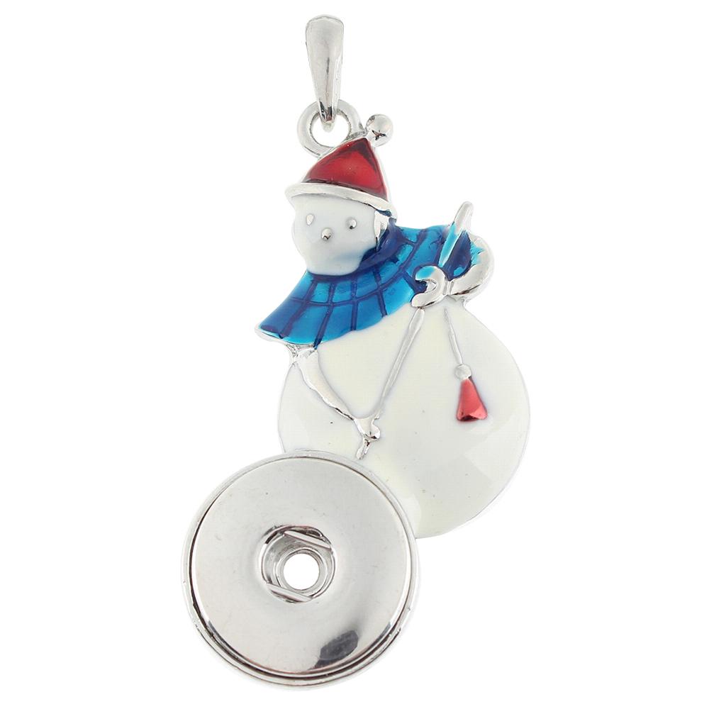 Christmas snowman snap button pendant without chain
