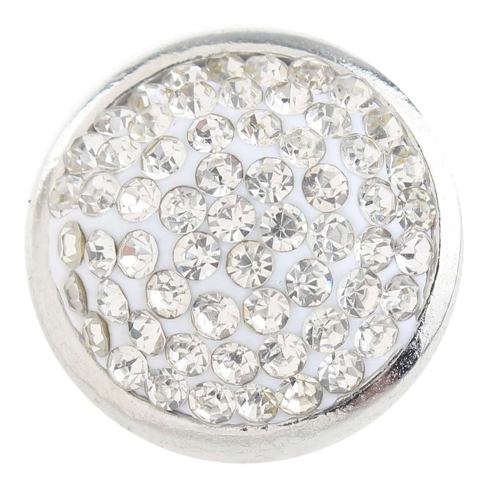 White Clay-Rhinestone Alloy 20mm Snap Button