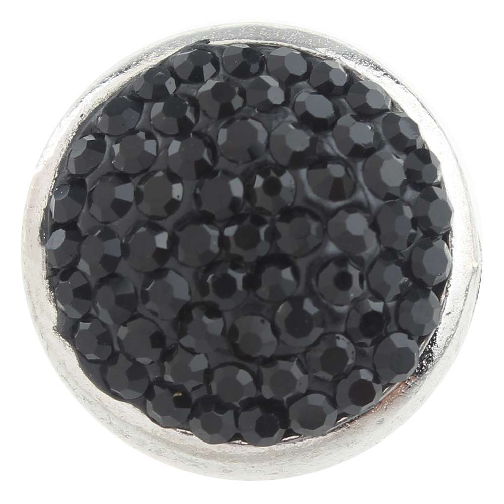 Black Clay-Rhinestone Alloy 20mm Snap Button