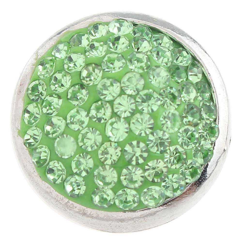 Green Clay-Rhinestone Alloy 20mm Snap Button
