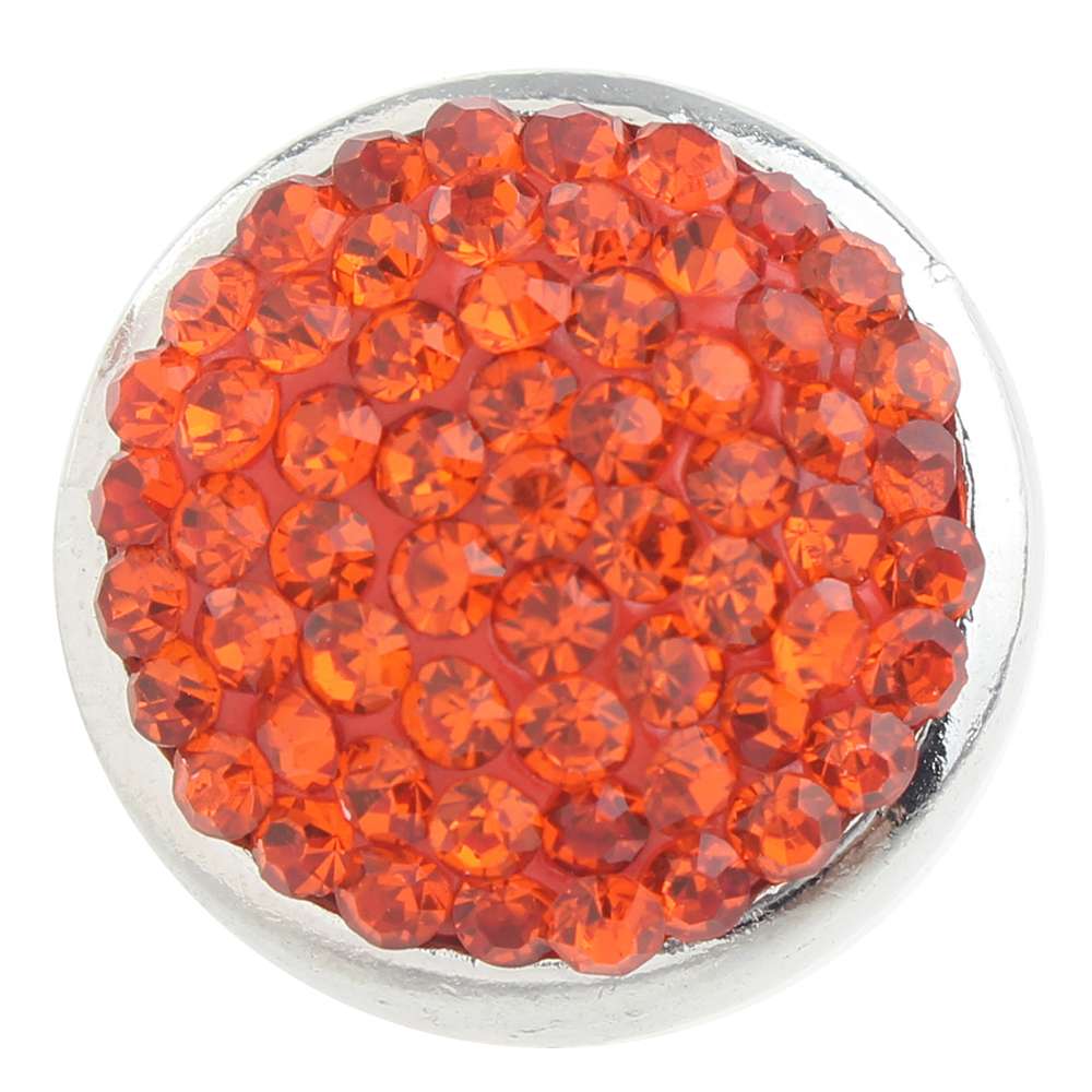 Orange Clay-Rhinestone Alloy 20mm Snap Button