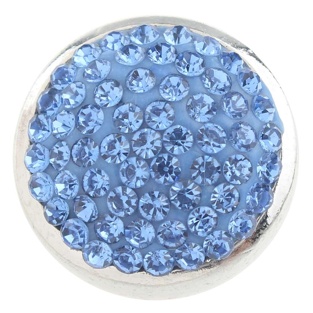 Light Blue Clay-Rhinestone Alloy 20mm Snap Button