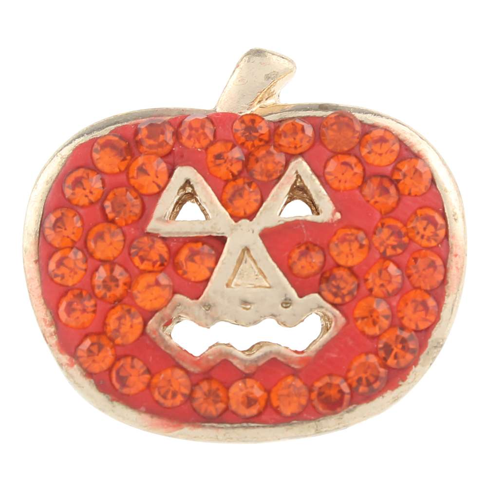 Halloween Pumpkin lantern Clay-Rhinestone Rose Gold-plated 20mm Snap Button