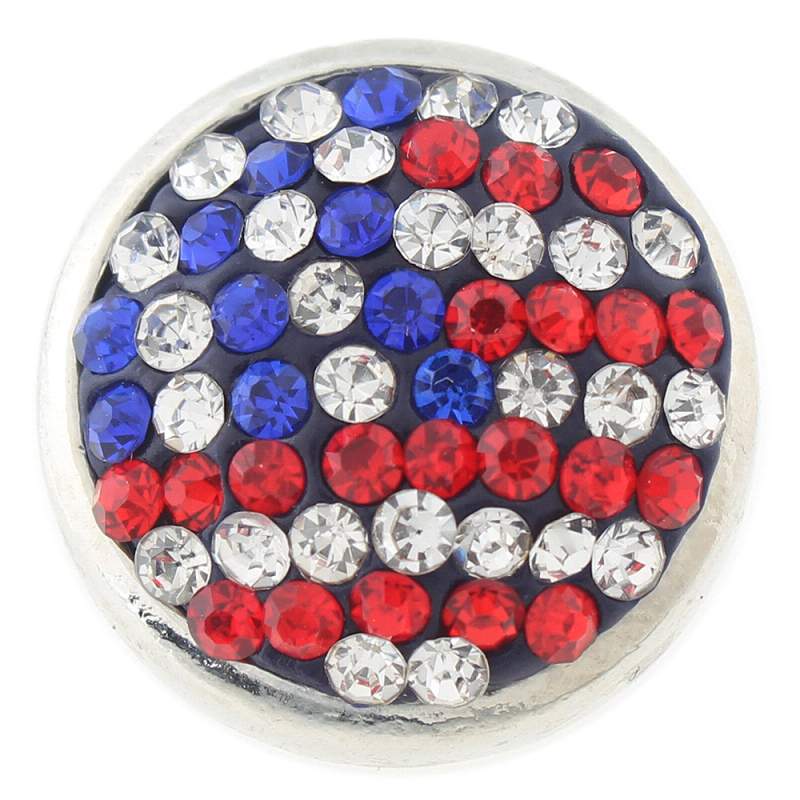 18mm American flag Sugar snaps Alloy with rhinestones snaps jewelry