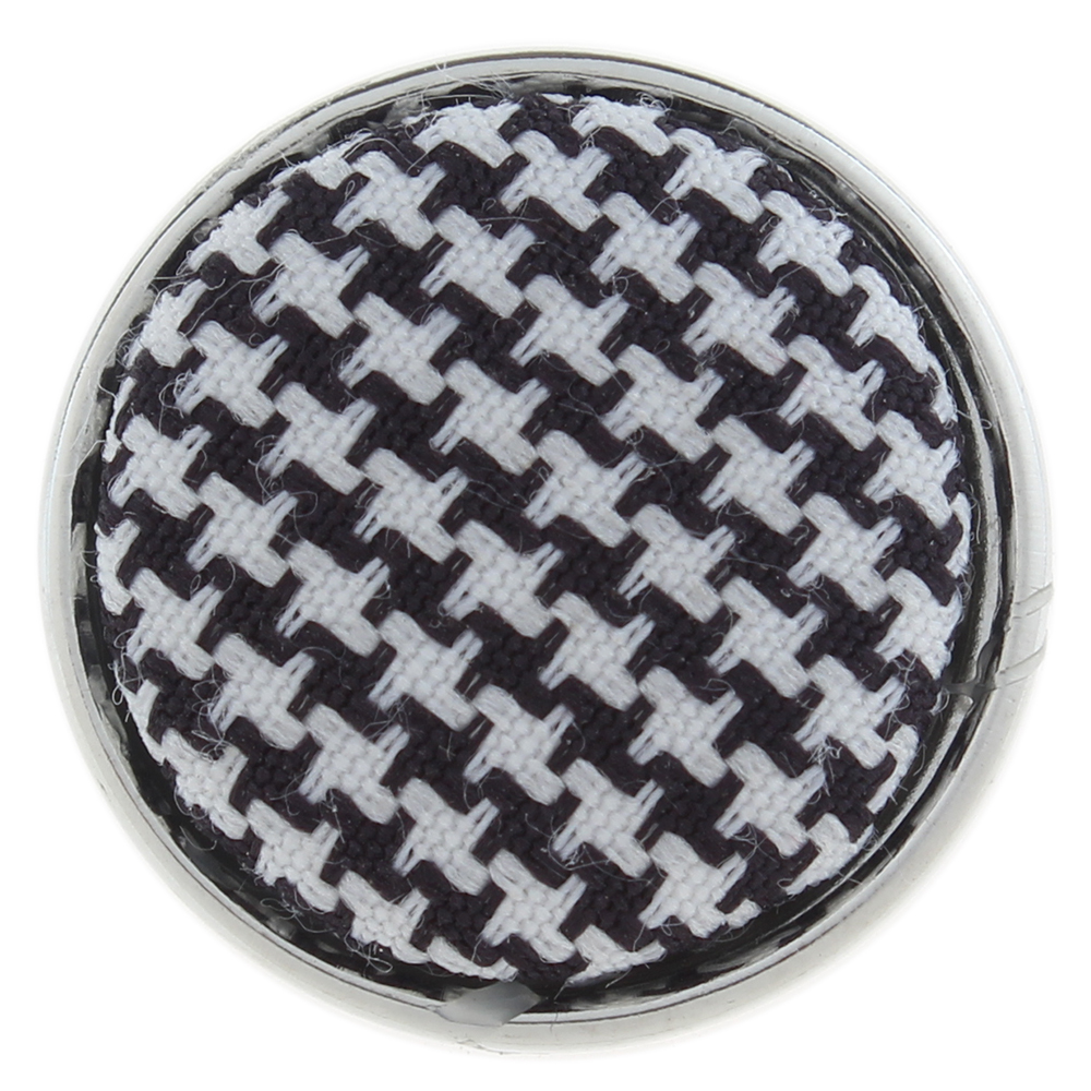 20mm black and white plaid fabric round snap button