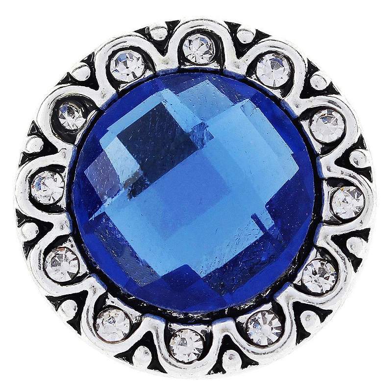 Blue Big Glass Crystal Design Snap Button