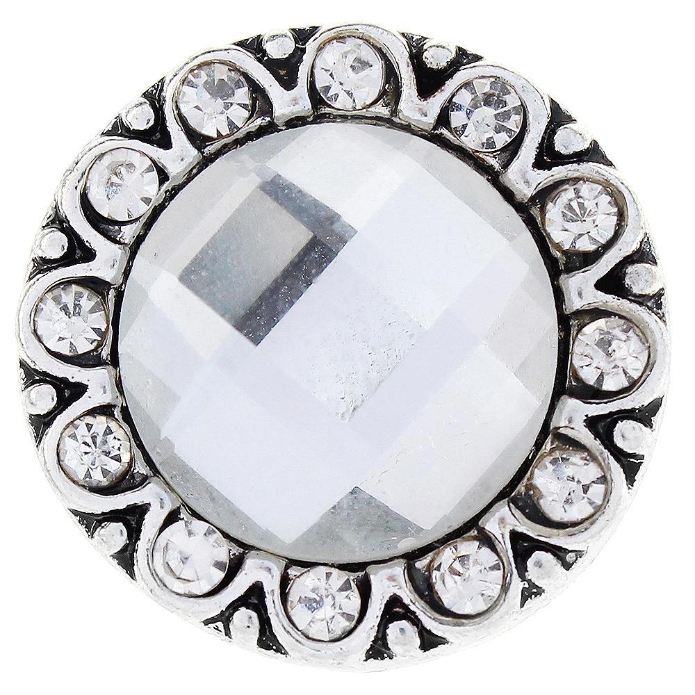 White Big Glass Crystal Design Snap Button