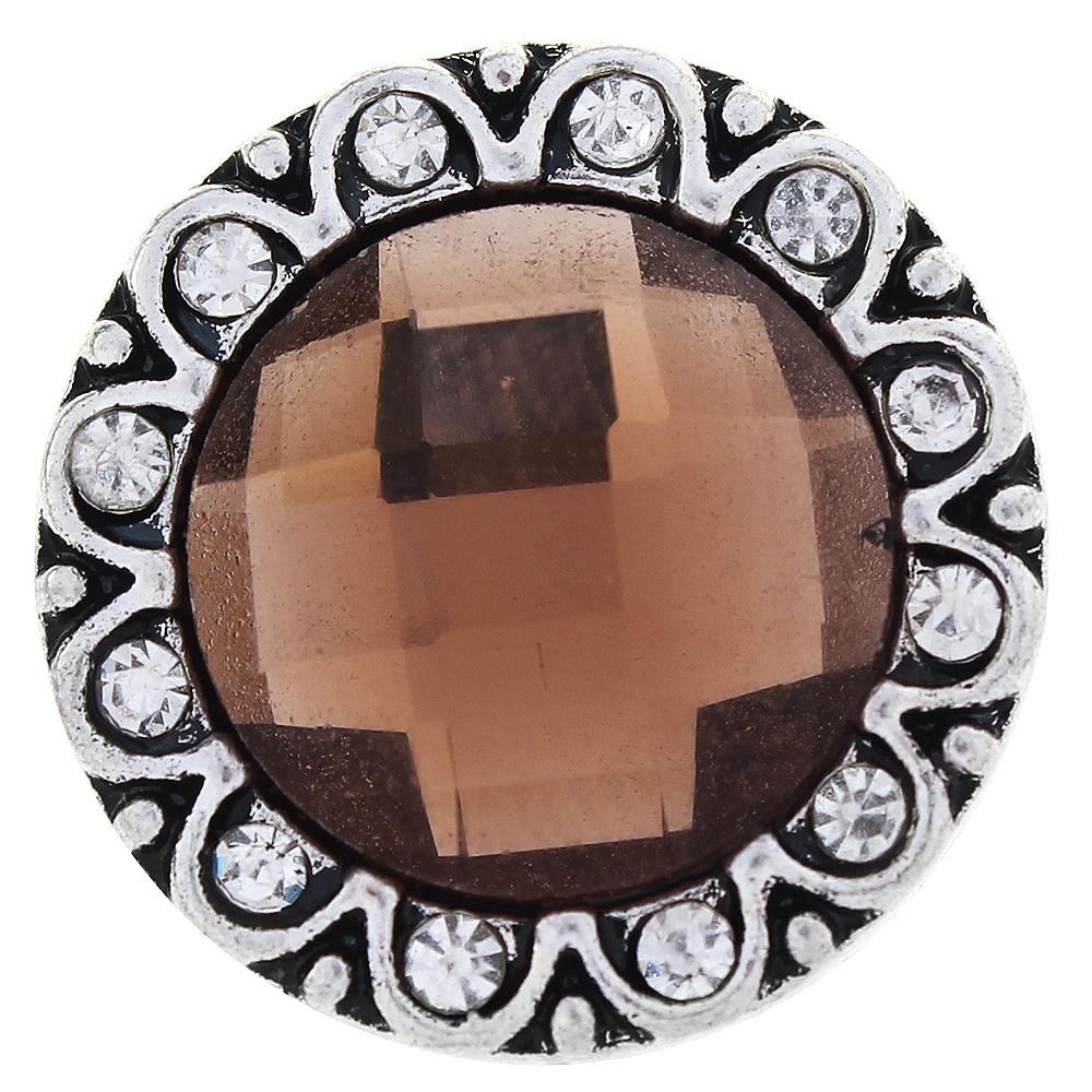 Brown Big Glass Crystal Design Snap Button