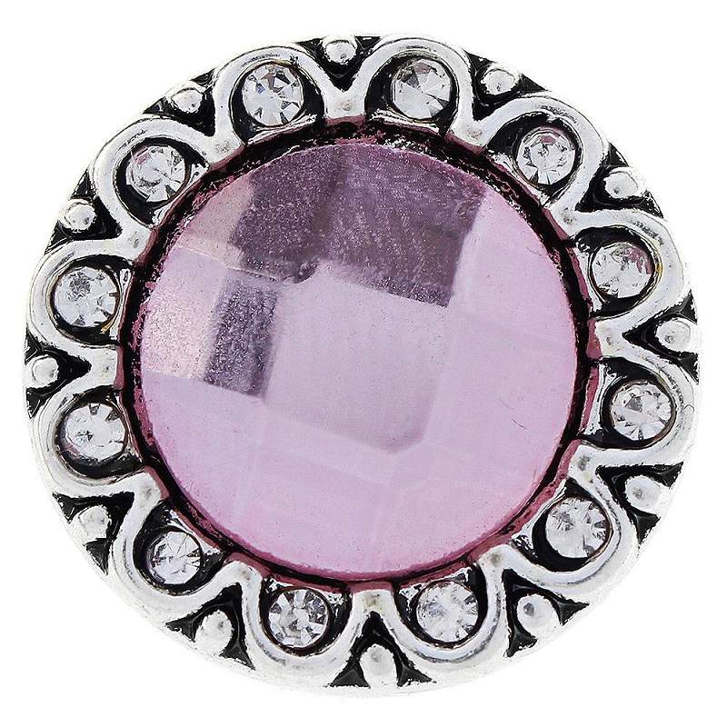 Pink Big Glass Crystal Design Snap Button