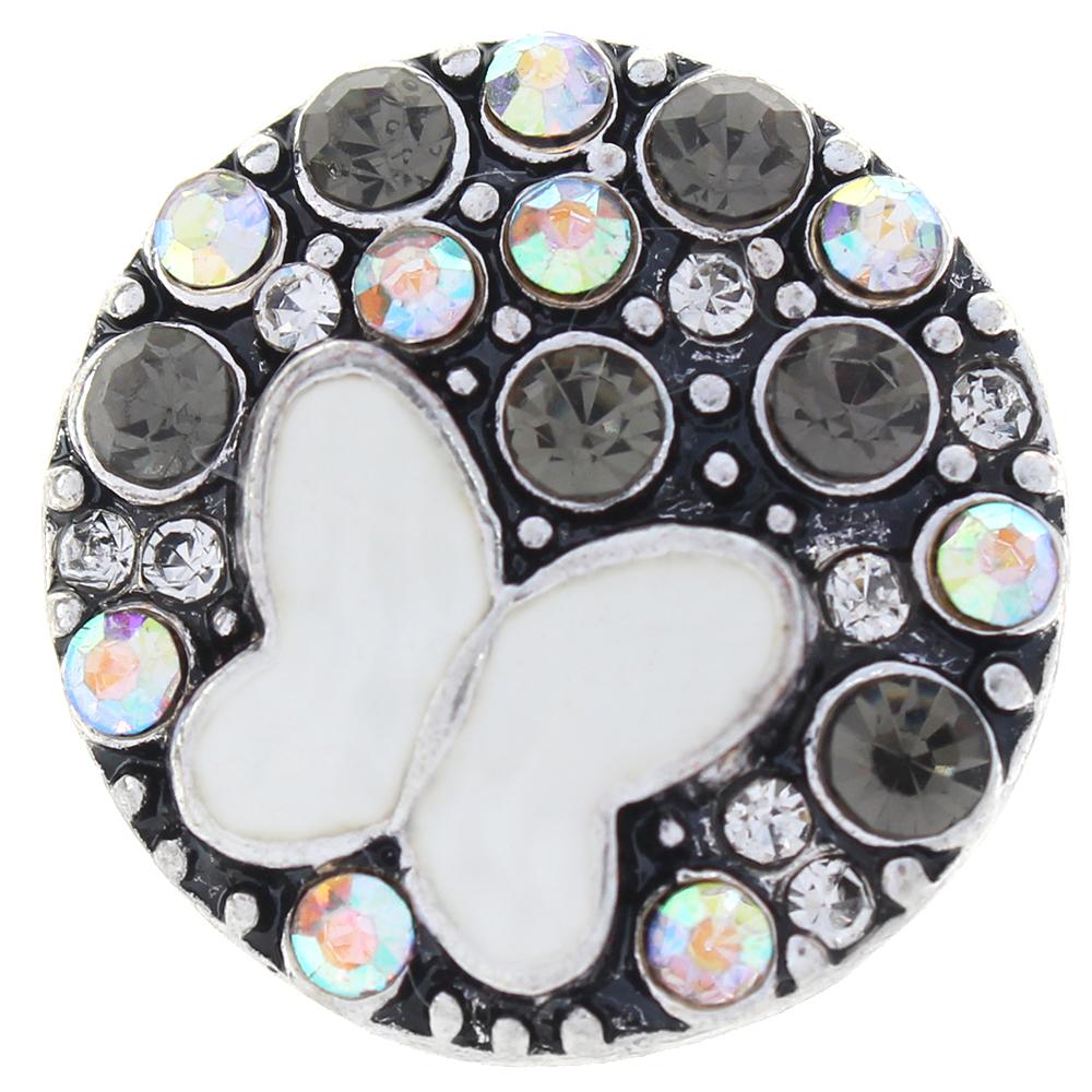 White Animal Butterfly Snap Button
