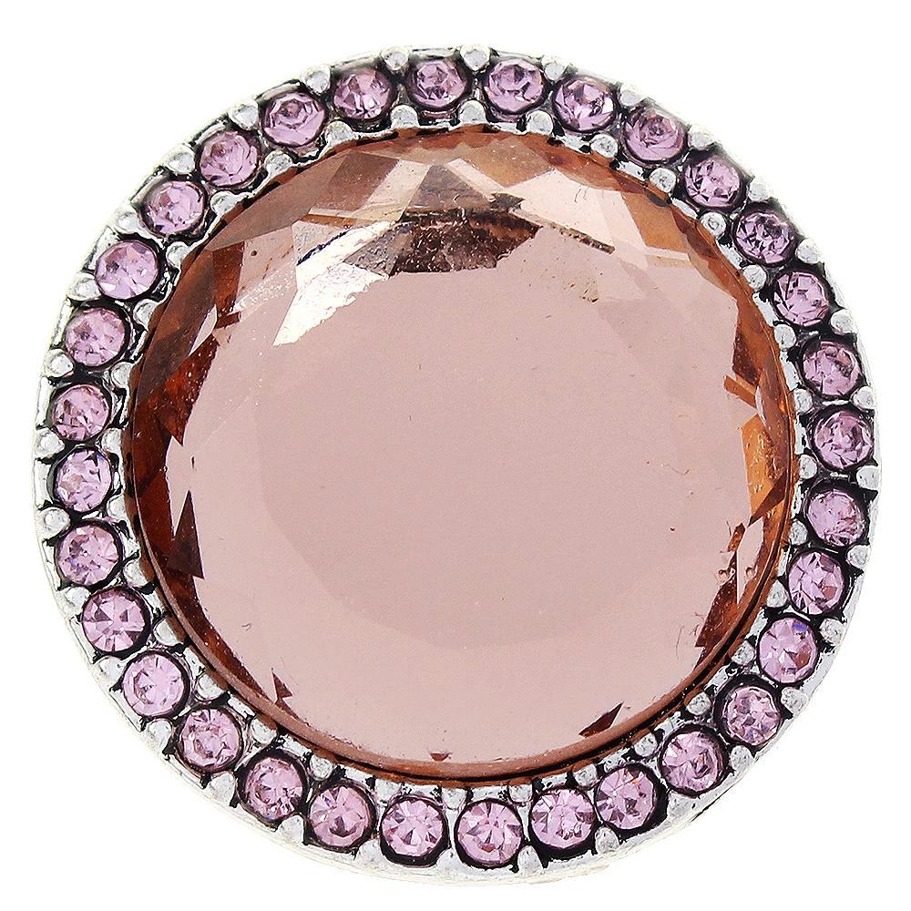 Pink Big Glass Crystal Snap Button