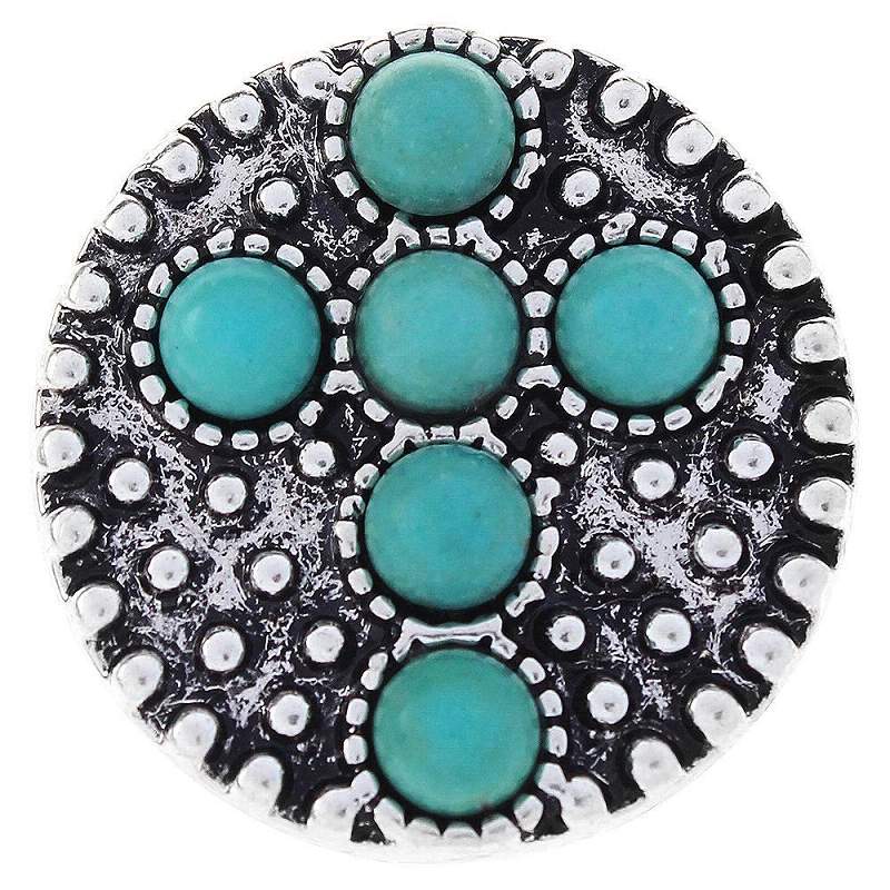 Turquoise Bead Faith Cross Snap Button