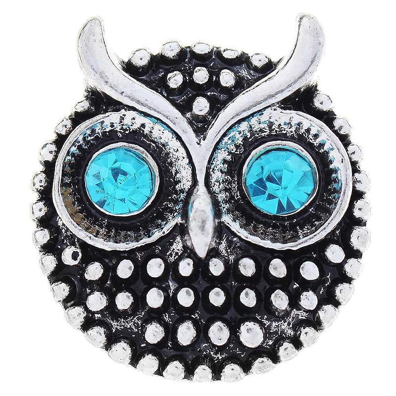 Black with Blue eye Animal Owl Snap Button