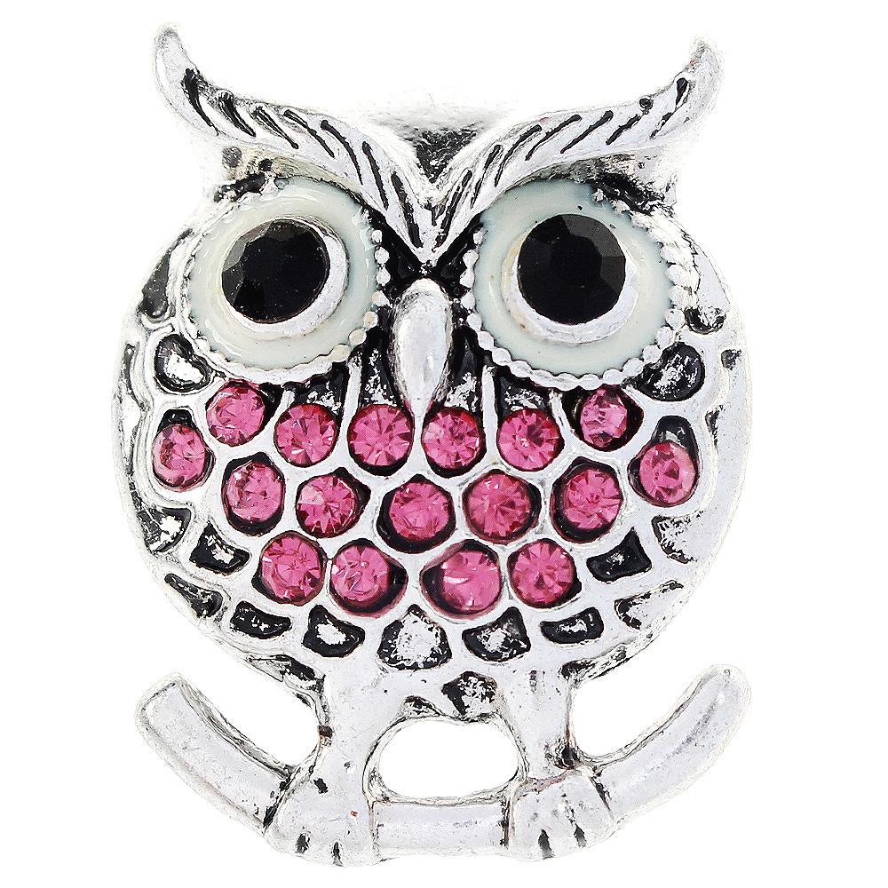 Pink Animal Owl Snap Button