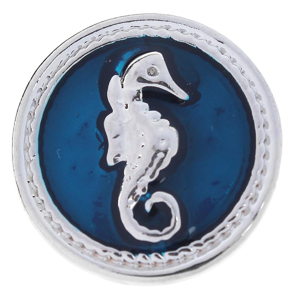 Blue Enamel hippocampi Snap Button