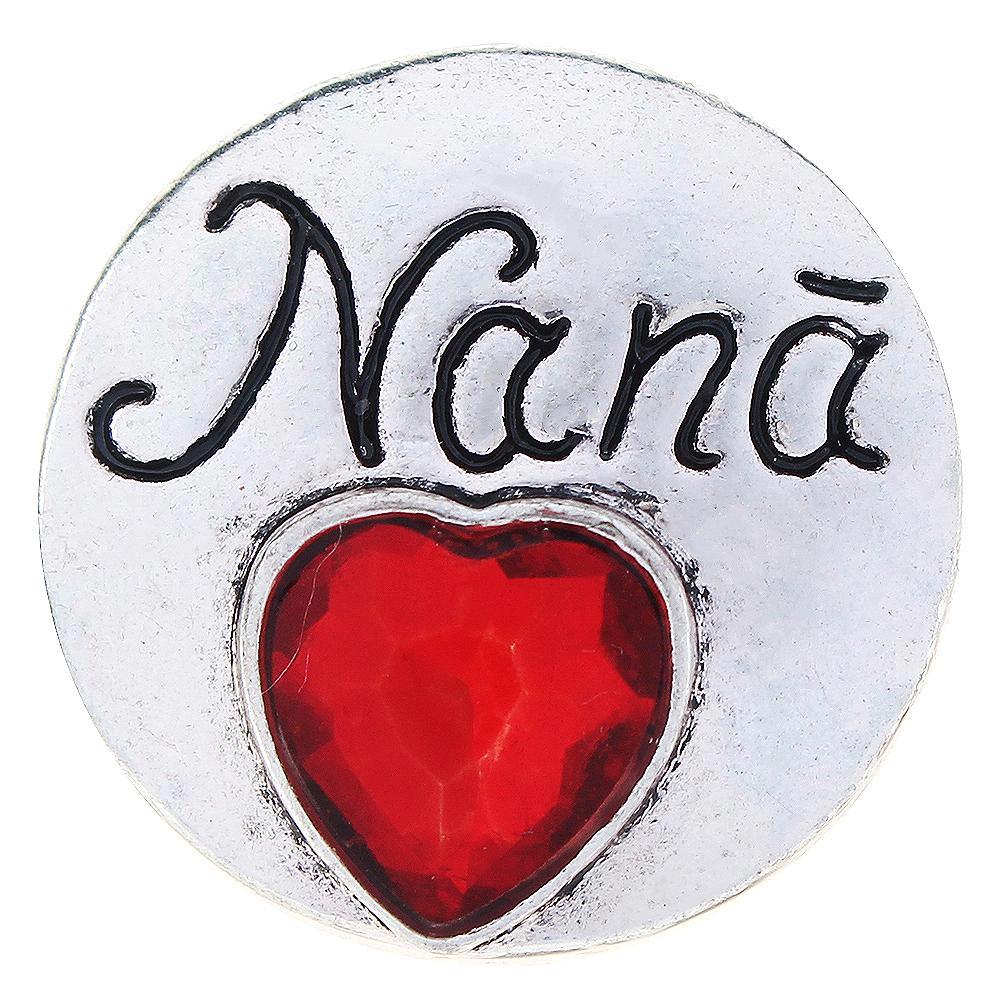 Red Heart Love Nana Snap Button