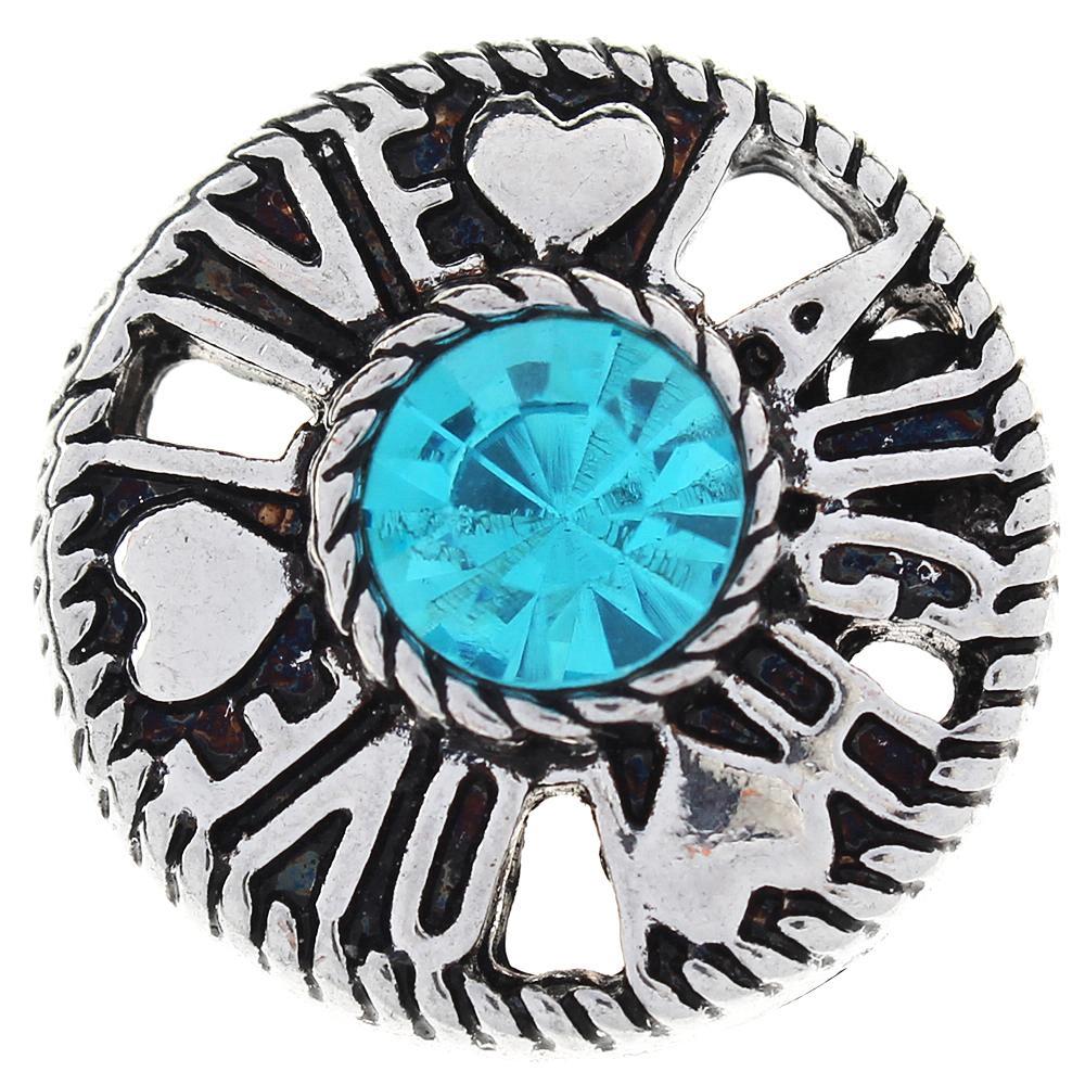 Blue Heart Love Snap Button