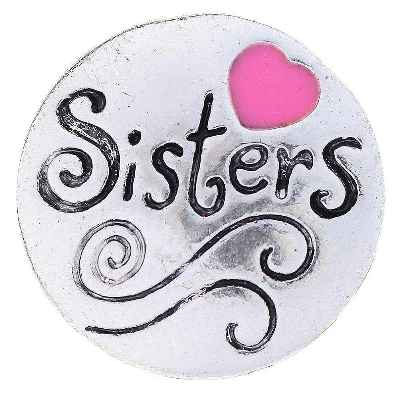 Pink Heart Love Sisters Snap Button