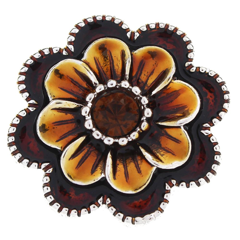Brown Flower Snap Button