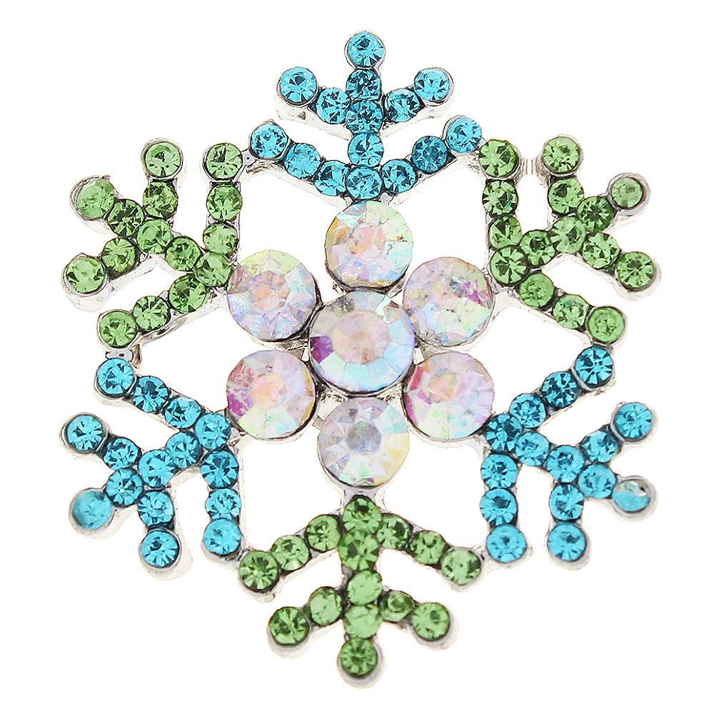 Green Christmas Xmas Snowflake Snap Button