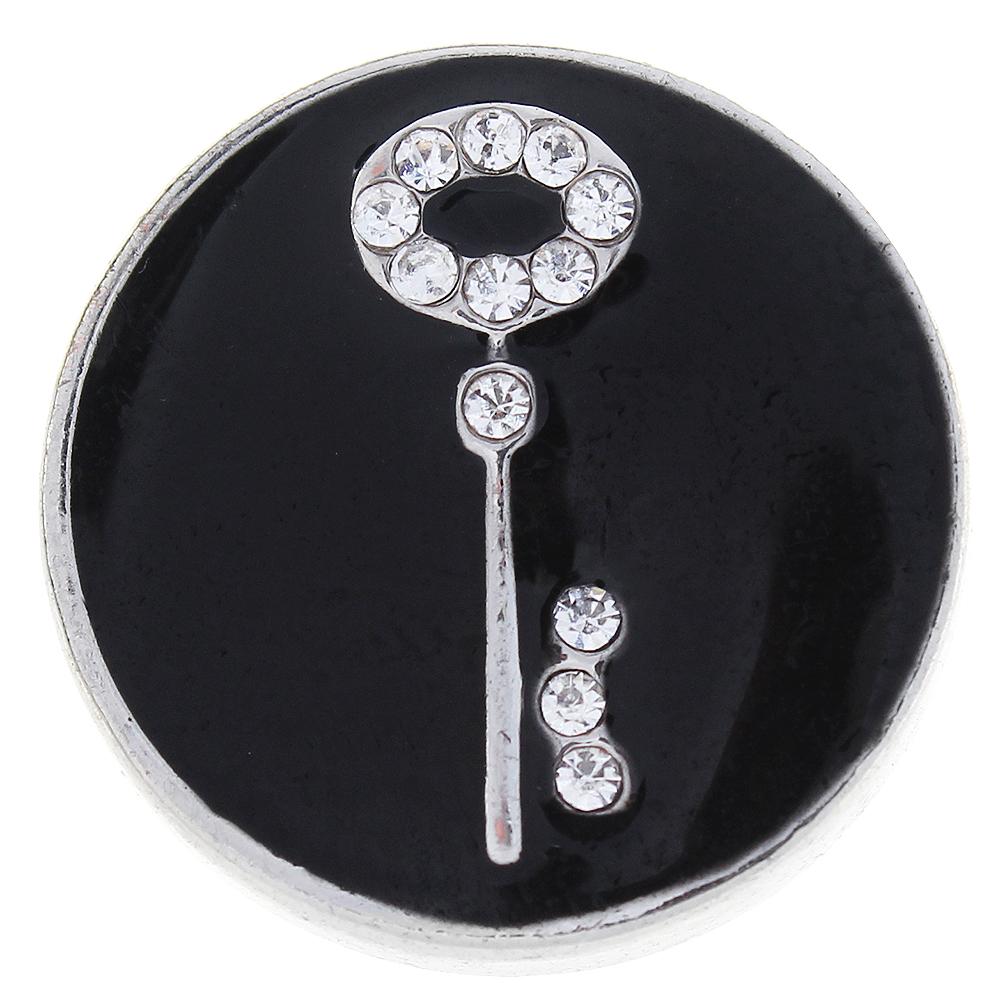 Black Enamel AND White Crystal Key Snap Button