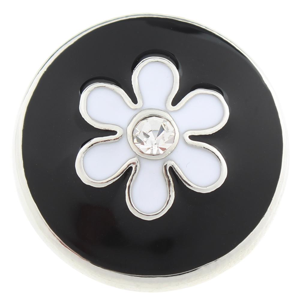 Black and White Enamel Flower snaps 20mm Snap Button