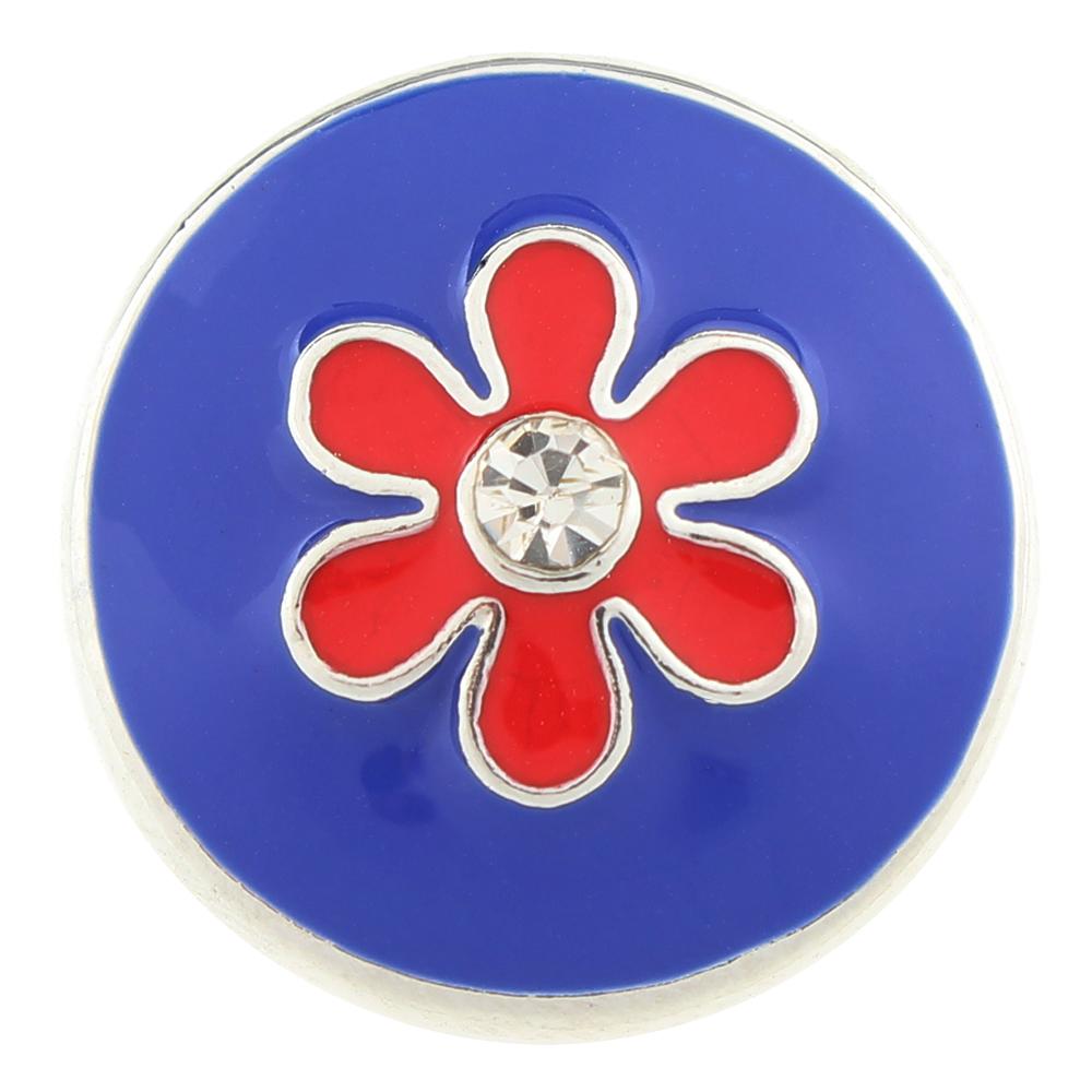 Blue and Red Enamel Flower snaps 20mm Snap Button